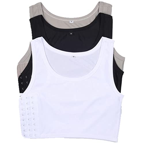 SXLLZSLC Haken Brustbinder für Frauen Transgender Tomboy FTM Lesben Cosplay-Oberteile Korsett Atmungsaktiv Gummiband Weste Tanktops, 3 STÜCKE von SXLLZSLC