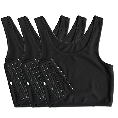 SXLLZSLC Packung mit 3 Frauen Brustbinder Tomboy Trans Lesben Seitenhaken Weste-Oberteil Gummiband Super Flach Sportbekleidung Atmungsaktiv Slim-Fit Tank-BH von SXLLZSLC