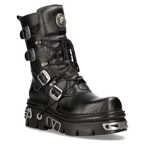 Herren Punk Vintage Reitleder Motorradstiefel, High Top Dicke Sohlen Schnürung Goth Biker Arbeitsstiefel Unisex(4) von SXQCKJ