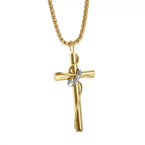 Kreuz-Anhänger Aus Edelstahl Für Paare, Kreuz-Amulett-Anhänger Für Den Autorückspiegel, Dekorativer Anhänger, Schmuckanhänger(Gold) von SXQCKJ