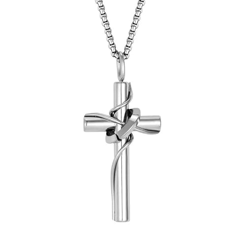 Kreuz-Anhänger Aus Edelstahl Für Paare, Kreuz-Amulett-Anhänger Für Den Autorückspiegel, Dekorativer Anhänger, Schmuckanhänger(Silver) von SXQCKJ