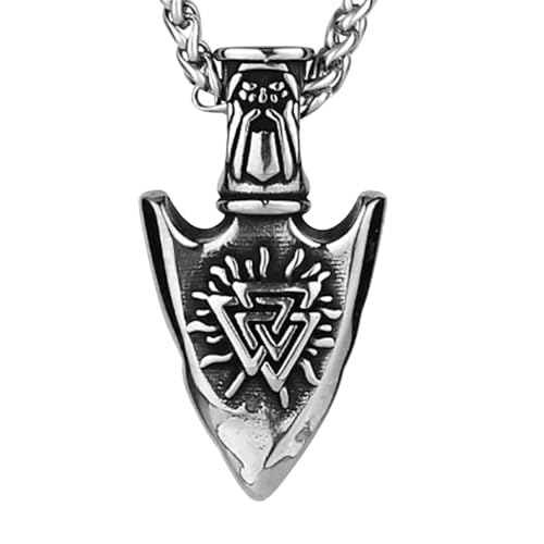 Wikinger Anhänger Mit Doppelseitig Gravierter Pfeilspitze, Unisex-Halskette Aus Edelstahl Mit Gotischem Speer, Nordische Mythologie, Skandinavischer Schmuck(Silver) von SXQCKJ