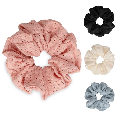SXQLYH 4 Stück Haargummi Scrunchie Stoff Elastics, Hair Bobbles Haargummi Dickes Weiches Bequemes Zopfgummi, Scrunchies Pferdeschwanz Halter Bobble für Damen Dickes Langes Haar von SXQLYH