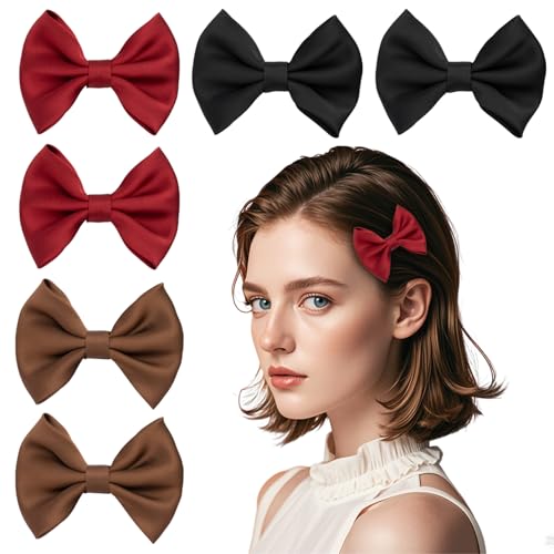 SXQLYH 6 Stück Schleifen-Haarspangen Satin, 3 Paar Haarspange Haarschleifen Mädchen, Pferdeschwanz-Clips, Rutschfeste Krokodil-Haarspangen, Haarschmuck für Mädchen, Frauen von SXQLYH