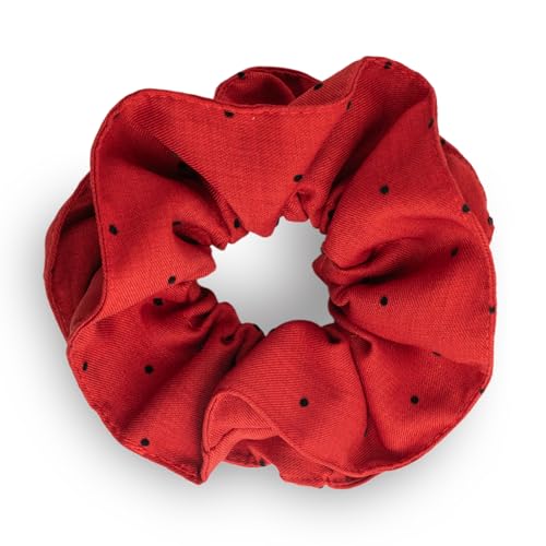 SXQLYH Groß Haargummis Scrunchies Stoff für Damen,Zopfgummi,Dreidimensionales Styling-Haargummi Elastisch Punktmuster Skrunschis,Pferdeschwanzhalter Haarband Für Frauen Dickes Langes Haar (Rot) von SXQLYH