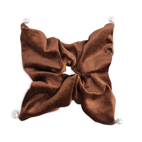 SXQLYH Haargummi Scrunchie Samt Elastics, Große Quadratische Haargummi Dickes Weiches Bequemes Samthaargummi, Scrunchies Pferdeschwanz Halter Haar Bobble für Damen Dickes Langes Haar (Braun) von SXQLYH