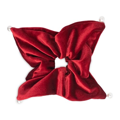 SXQLYH Haargummi Scrunchie Samt Elastics, Große Quadratische Haargummi Dickes Weiches Bequemes Samthaargummi, Scrunchies Pferdeschwanz Halter Haar Bobble für Damen Dickes Langes Haar (Burgunderrot) von SXQLYH