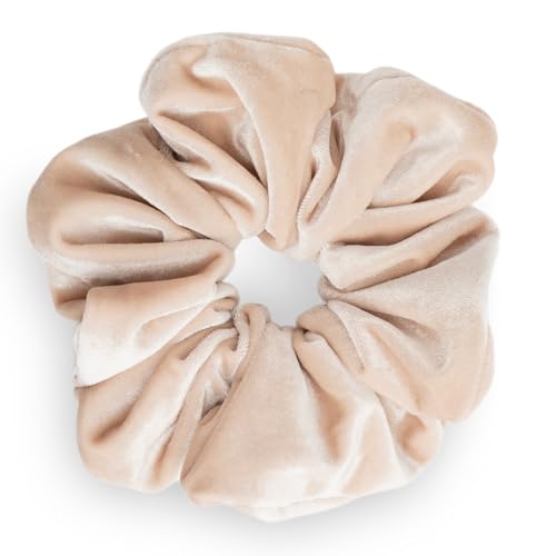 SXQLYH Haargummi Scrunchie Samt Velvet Elastics, Große Haargummi Dickes Weiches Bequemes Samthaargummi, Scrunchies Pferdeschwanz Halter Winterhaar Bobble für Damen Dickes Langes Haar (Beige) von SXQLYH