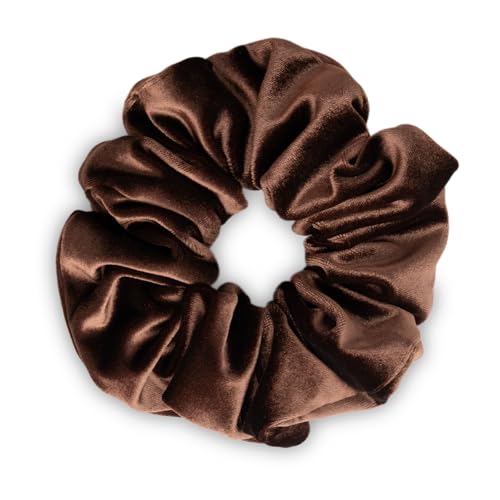 SXQLYH Haargummi Scrunchie Samt Velvet Elastics, Große Haargummi Dickes Weiches Bequemes Samthaargummi, Scrunchies Pferdeschwanz Halter Winterhaar Bobble für Damen Dickes Langes Haar (Braun) von SXQLYH