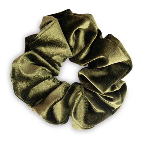 SXQLYH Haargummi Scrunchie Samt Velvet Elastics, Große Haargummi Dickes Weiches Bequemes Samthaargummi, Scrunchies Pferdeschwanz Halter Winterhaar Bobble für Damen Dickes Langes Haar (Grün) von SXQLYH