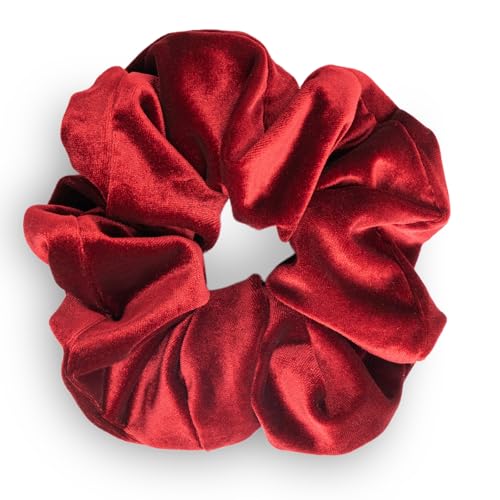 SXQLYH Haargummi Scrunchie Samt Velvet Elastics, Große Haargummi Dickes Weiches Bequemes Samthaargummi, Scrunchies Pferdeschwanz Halter Winterhaar Bobble für Damen Dickes Langes Haar (Rot) von SXQLYH