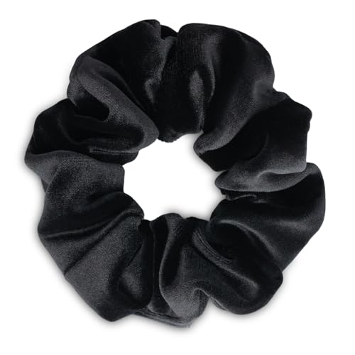 SXQLYH Haargummi Scrunchie Samt Velvet Elastics, Große Haargummi Dickes Weiches Bequemes Samthaargummi, Scrunchies Zopfgummi Pferdeschwanz Halter Hair Bobbles für Damen Dickes Langes Haar (Schwarz) von SXQLYH