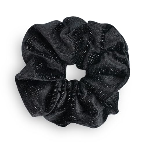 SXQLYH Haargummi Scrunchie Samt Velvet Elastics,Große Haargummi Dickes Weiches Bequemes Glänzender Samthaargummi,Scrunchies Pferdeschwanz Halter Haar Bobble für Damen Dickes Langes Haar (Schwarz) von SXQLYH