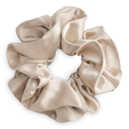 SXQLYH Haargummi Scrunchie Satin für Damen,Zopfgummi,Dreidimensionales Styling-Haargummi Weich Elastisch Skrunschis,Damen Pferdeschwanzhalter Haarband Für Frauen Dickes Langes Haar (Beige) von SXQLYH