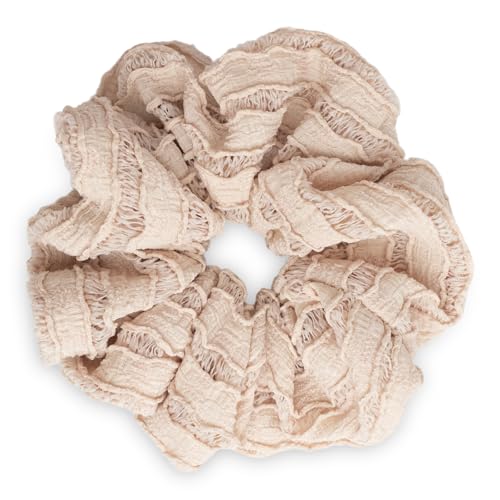 SXQLYH Haargummi Scrunchie Stoff Elastics, Hair Bobbles Haargummi Dickes Weiches Bequemes Zopfgummi, Scrunchie im Retro Stil Pferdeschwanz Halter Bobble für Damen Dickes Langes Haar (Khaki) von SXQLYH