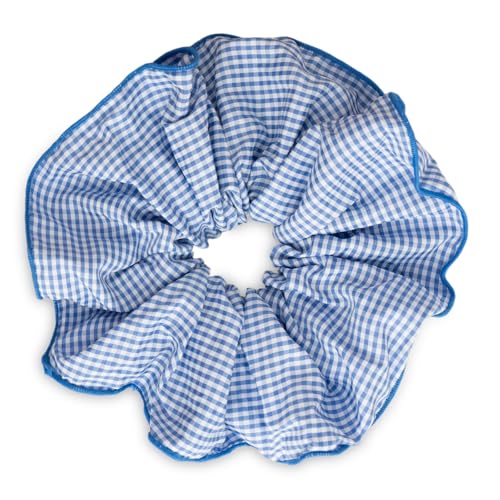 SXQLYH Haargummi Scrunchie aus Kariert Stoff, Zopfband Weiches Bequemes Große Haarscrunchie Gummiband 20CM, Scrunchies Pferdeschwanz Halter Haar Bobble für Damen Dickes Langes Haar (Blau) von SXQLYH