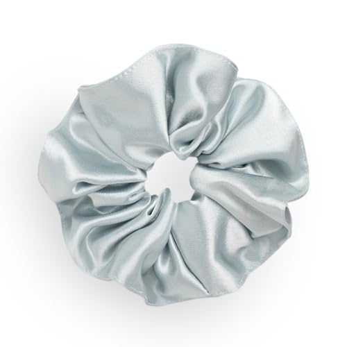 SXQLYH Haargummis Satin Elastics, Haargummi Perlglanz-Satin, Dickes Weiches Bequemes Satinhaargummi 14CM, Scrunchies Pferdeschwanz Halter Winterhaar Bobble für Damen Dickes Langes Haar (Blau) von SXQLYH