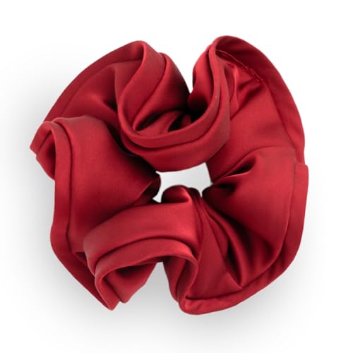 SXQLYH Haargummis Scrunchies Satin für Damen,Zopfgummi,Dreidimensionales Styling-Haargummi Weich Elastisch Skrunschis Groß,Damen Pferdeschwanzhalter Haarband Für Frauen Dickes Langes Haar (Burgundrot) von SXQLYH