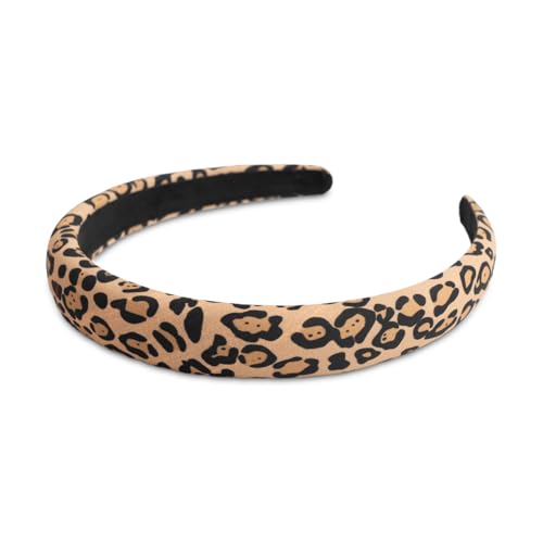 SXQLYH Haarreif gepolstertes Leopardenmuster Stoff Haarreifen - Stirnband Gepolstert Damen - Haarschmuck Stoff-Haarband Stirnbänder Breit Gepolstert Haarband für Frauen Mädchen (3, 2.2CM) von SXQLYH