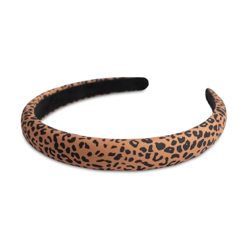 SXQLYH Haarreif gepolstertes Leopardenmuster Stoff Haarreifen - Stirnband Gepolstert Damen - Haarschmuck Stoff-Haarband Stirnbänder Breit Gepolstert Haarband für Frauen Mädchen (5, 2.2CM) von SXQLYH