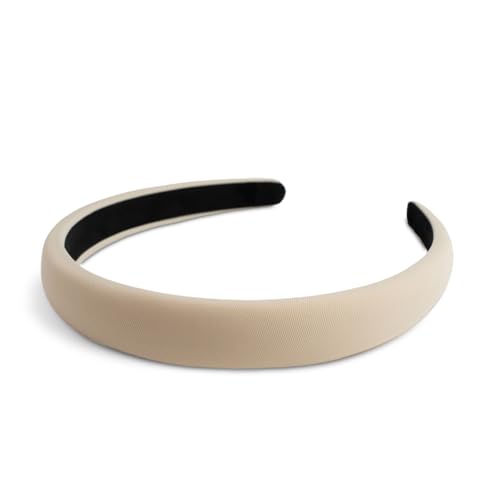 SXQLYH Haarreif gepolstertes Stoff Haarreifen - 2,2 cm breit Stirnbänder - Stirnband Gepolstert Damen - Haarschmuck Stoff-Haarband Breit Gepolstert Haarband für Frauen Mädchen (Beige) von SXQLYH