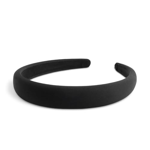 SXQLYH Haarreif gepolstertes Stoff Haarreifen - 2,2 cm breit Stirnbänder - Stirnband Gepolstert Damen - Haarschmuck Stoff-Haarband Breit Gepolstert Haarband für Frauen Mädchen (Schwarz) von SXQLYH