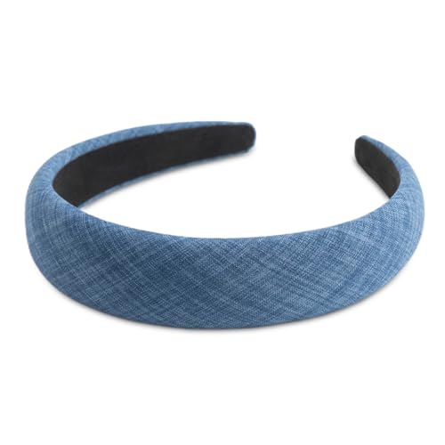 SXQLYH Haarreif gepolstertes Stoff Stirnband - Haarreifen Gepolstert Damen - Wunderschön Damen Stirnband Haarschmuck Haarreifen Breit Gepolstert Haarband für Frauen Mädchen (Blau) von SXQLYH