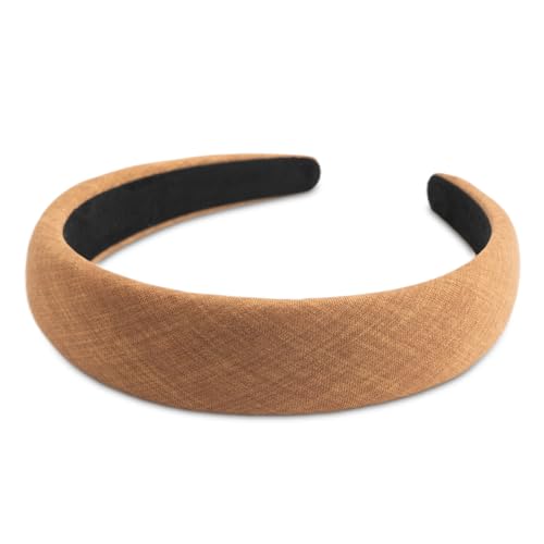 SXQLYH Haarreif gepolstertes Stoff Stirnband - Haarreifen Gepolstert Damen - Wunderschön Damen Stirnband Haarschmuck Haarreifen Breit Gepolstert Haarband für Frauen Mädchen (Braun) von SXQLYH
