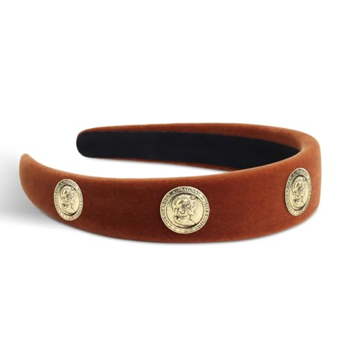 SXQLYH Haarreif mit Stoff gepolstertes Samtschwamm Vintage - Wunderschön Damen Stirnband Haarschmuck Haarreifen, Haarreif Breit Gepolstert Haarband für Frauen Mädchen Geburtstagsgeschenk (Braun) von SXQLYH