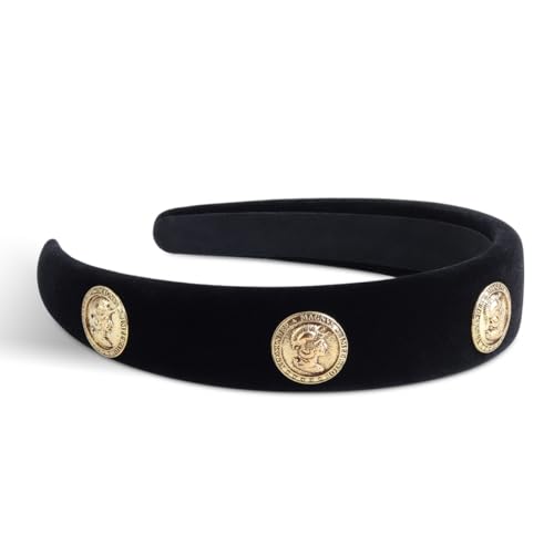 SXQLYH Haarreif mit Stoff gepolstertes Samtschwamm Vintage - Wunderschön Damen Stirnband Haarschmuck Haarreifen,Haarreif Breit Gepolstert Haarband für Frauen Mädchen -Schwarz von SXQLYH