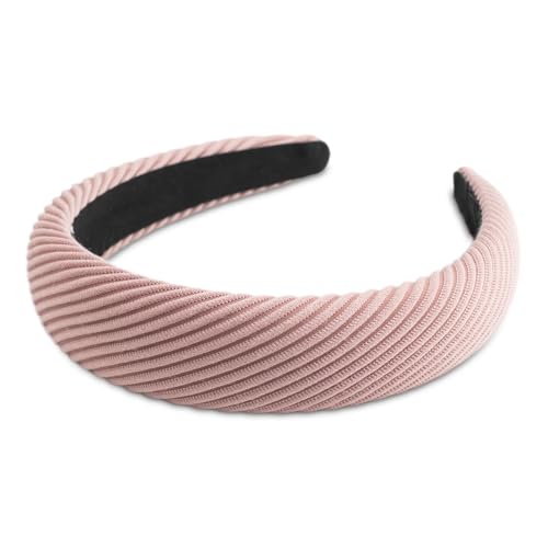 SXQLYH Haarreifen Gepolstert, Haarreif Damen Stirnband Dicker Haarband,Stirnbänder Weiches Stoff Haarreiffen,Gepolstertes Retro Style Haarband Bequeme Stirnbänder für Frauen Mädchen (Rosa) von SXQLYH