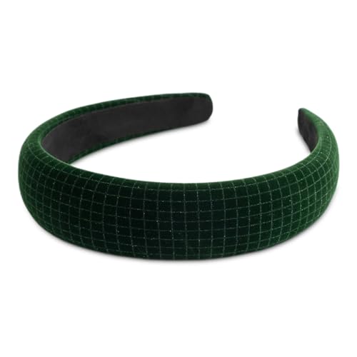 SXQLYH Haarreifen Gepolstert Samt,Damen Haarreif Dicker Haarband,Stirnbänder Weiches Glänzender Samt Haarreiffen,Gepolstertes Haarband Bequeme Stirnbänder für Frauen Mädchen (Grün) von SXQLYH