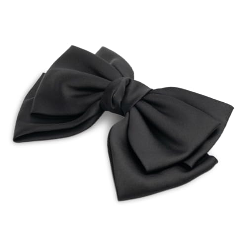 SXQLYH Schleife Haarspange, Damen-Haarspangen Satin französische große Schleife, Frauen Haarschleifen Haarklammern Französische Haarspangen Ballerina-Schleife, eleganter Satin-Haarschmuck (Schwarz) von SXQLYH