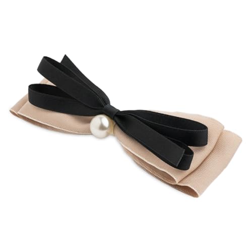 SXQLYH Schleife Haarspange, Perlen-Haarspangen Damen 16CM Groß Schleife, Frauen Haarschleifen Haarklammern Französische Haarspangen Ballerina-Schleife eleganter Satin-Haarschmuck (Beige) von SXQLYH