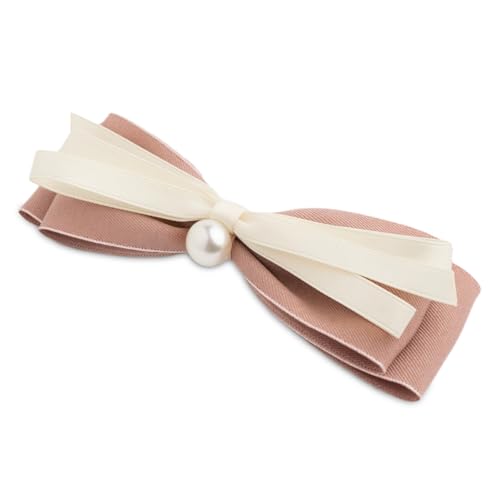 SXQLYH Schleife Haarspange, Perlen-Haarspangen Damen 16CM Groß Schleife, Frauen Haarschleifen Haarklammern Französische Haarspangen Ballerina-Schleife eleganter Satin-Haarschmuck (Rose) von SXQLYH