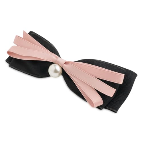 SXQLYH Schleife Haarspange, Perlen-Haarspangen Damen 16CM Groß Schleife, Frauen Haarschleifen Haarklammern Französische Haarspangen Ballerina-Schleife eleganter Satin-Haarschmuck (Schwarz) von SXQLYH