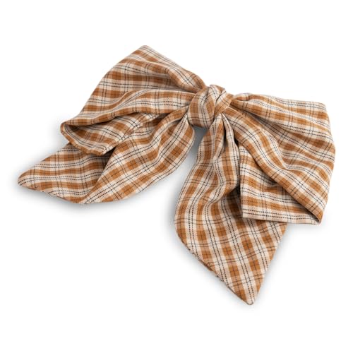 SXQLYH Schleife Haarspange Plaid, Damen-Haarspangen mit Übergroße Karierte Schleife, Frauen Haarschleifen Haarklammern Französische Haarspangen Ballerina-Schleife, College-Stil Haarschmuck (Khaki) von SXQLYH