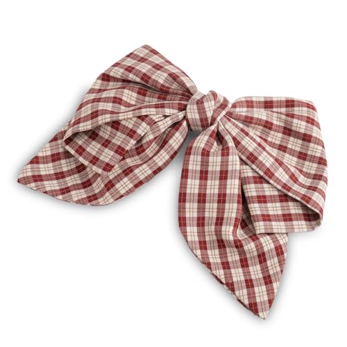 SXQLYH Schleife Haarspange Plaid, Damen-Haarspangen mit Übergroße Karierte Schleife, Frauen Haarschleifen Haarklammern Französische Haarspangen Ballerina-Schleife, College-Stil Haarschmuck (Rot) von SXQLYH