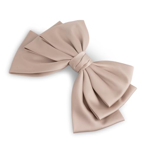 SXQLYH Schleife Haarspange Satin, Große Haarschleifen Clip Haarspangen Damen, Frauen Haarschleifen Haarklammern Französische Haarspangen Ballerina-Schleife, eleganter Satin-Haarschmuck (Beige) von SXQLYH