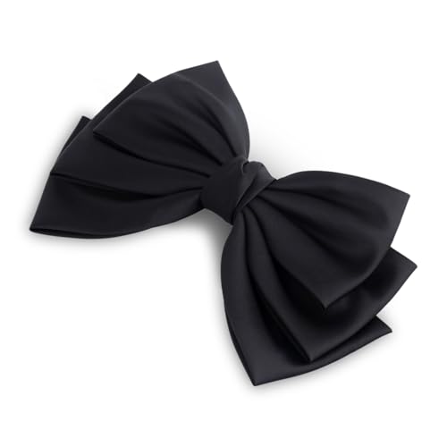 SXQLYH Schleife Haarspange Satin, Große Haarschleifen Clip Haarspangen Damen, Frauen Haarschleifen Haarklammern Französische Haarspangen Ballerina-Schleife, eleganter Satin-Haarschmuck (Schwarz) von SXQLYH