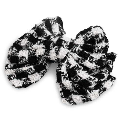 SXQLYH Schleife Haarspange Tweed, Damen-Haarspangen mit Groß Schleife Hahnentritt, Frauen Haarschleifen Haarklammern Französische Haarspangen Ballerina-Schleife, Hahnentritt Haarschmuck (Schwarz) von SXQLYH