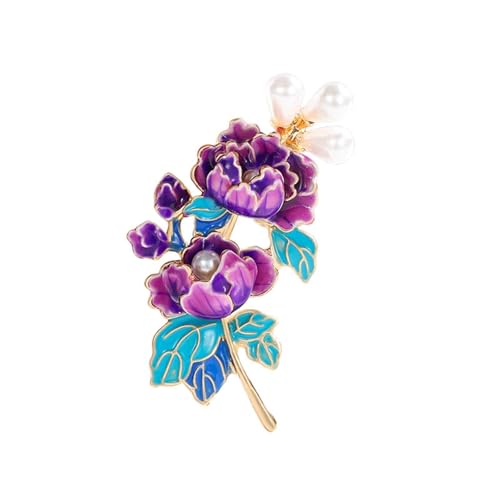 Elegante Pfingstrosen-Brosche für Frauen mit realistischen Designs und Perlendetails, zur Verschönerung Ihrer Garderobe, Pfingstrosen-Brosche, Einheitsgröße, Wie beschrieben von SXRQ