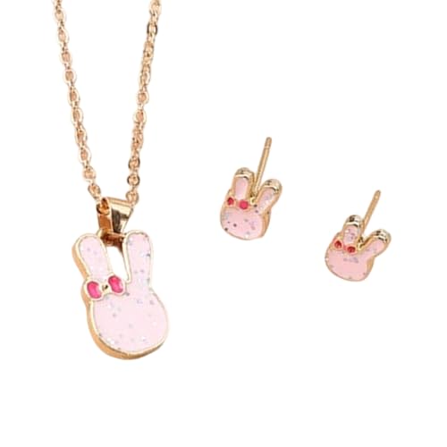 Modisches Kaninchen-Ohrring- und Halsketten-Set aus robusten Legierungsmaterialien, ideal für tägliche Outfits und Feiern, einzigartiges Design, Einheitsgröße, Wie beschrieben, Wie beschrieben von SXRQ