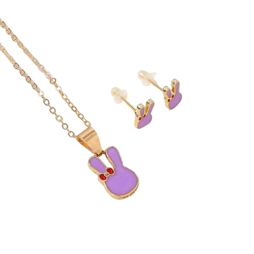 Modisches Kaninchen-Ohrring- und Halsketten-Set aus robusten Legierungsmaterialien, ideal für tägliche Outfits und Feiern, einzigartiges Design, Einheitsgröße, Wie beschrieben, Wie beschrieben von SXRQ