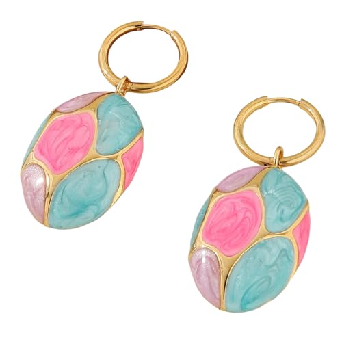 Ovale Ohrhänger aus Edelstahl mit allergiebeständigem Design für modebewusste Frauen, ovale Hänge-Ohrringe, Einheitsgröße, Wie beschrieben, Wie beschrieben von SXRQ