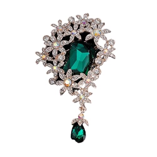Robuste Blumen-Brosche aus Legierung mit Kristallen, Handarbeit, formeller und alltäglicher Gebrauch, elegante Damen-Brosche mit Strasssteinen, Einheitsgröße, Wie beschrieben von SXRQ