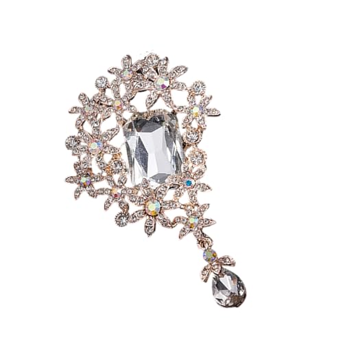 Robuste Blumen-Brosche aus Legierung mit Kristallen, Handarbeit, formeller und alltäglicher Gebrauch, elegante Damen-Brosche mit Strasssteinen, Einheitsgröße, Wie beschrieben von SXRQ