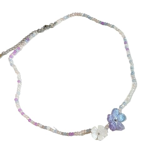 SXRQ Trendiger mehrfarbiger Blumenschmuck, verstellbare Halskette, Perlen, Halskette, Kleider und Tops, lebendige Perlen, modische Halskette von SXRQ