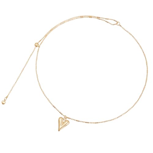 SXRQ Zarte Herz-Halskette aus Legierung, Schiebeverschluss, leicht, vielseitig, Schmuck, zarte Herz-Charm-Halskette, vielseitige Zuglänge, Damen von SXRQ