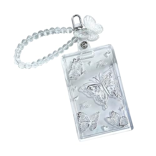 Transparente Schutzhülle mit Schiebeverschluss zum Organisieren und Schützen Ihres modischen Kartenschutzes, Kristall-Schmetterling von SXRQ